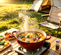 Cocotte en fonte émaillée classique et durable de 4,32 L avec double poignée, antiadhésive, profonde, avec couvercle, compatible four, ustensile de cuisson en fonte émaillée