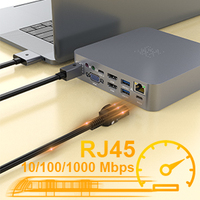 Hub USB Type C Ganda 18 in 1 dengan Casing Aluminium, Dilengkapi Pembaca Kartu SD/TF USB 3.0, Adaptor Dock Multiport untuk MacBook