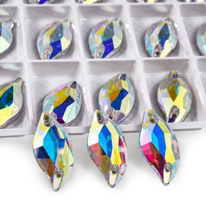 OLeeya K9 Quality Leaf <b>Sewing</b> Gemstone AB Crystal Sparkle Glass Flat Back Sew on Rhinestone for Garment Accessories - Product Image 3