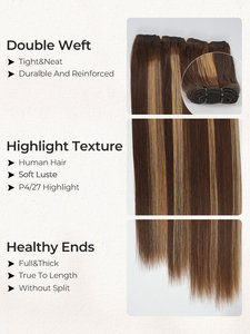 # P4/27 Balayage Brun Cheveux Humains Brésiliens Remy Bundles Body Wave & Lisses 100% Cheveux Humains Tissages Renforcés Double Trame <span class=keywords><strong>Alipearl</strong></span> - Product Image 5