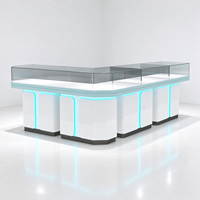 Meubles pour magasin d'optique, unité d'affichage murale blanche, cadre néon LED, comptoir en verre, vitrine, panneaux d'affichage, CE ETL pour magasin d'optique