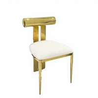 Chaise d'hôtel moderne en acier inoxydable doré, chaise d'appoint pour banquet de mariage, siège rembourré pour salle de réception et salle à manger