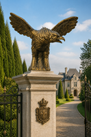 Statue d'aigle volant en bronze coulé sur mesure grandeur nature pour extérieur, grande sculpture en métal d'aigle blanc américain pour la décoration de jardin, de place publique ou de poteau de portail