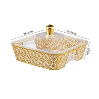 Boîte à bonbons carrée exquise, plateau à fruits avec couvercle transparent anti-poussière, plat pour le salon, table basse, plateau alimentaire