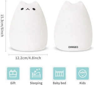 LED Colorful Color Changing Creative <b>Mini</b> Cartoon Cute Cat Silicone Patting <b>Lamp</b> - Product Image 6