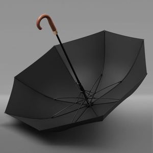 Parapluie 8 baleines 122 cm avec armature en fibre de verre, poignée en bois, revêtement coupe-vent et imperméable, idéal pour les trajets quotidiens, les voyages et la promotion de marques - Product Image 2