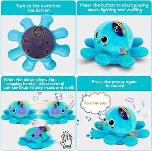Jouet musical pour bébé Poulpe à ramper Jeu de temps pour le ventre Poulpe lumineux Jouet en peluche à commande vocale Jouet rotatif - Product Image 3