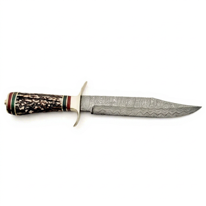 Outil artisanal en acier à profil large, à motifs, avec manche en bois de cerf, pièce de présentation de prestige - Product Image 1