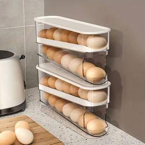 Large Capacity Double Layer Automatic <b>Rolling</b> Egg Dispenser Baking Pastry <b>Tools</b> for Refrigerator Egg Storage Household Kitchen - Product Image 1