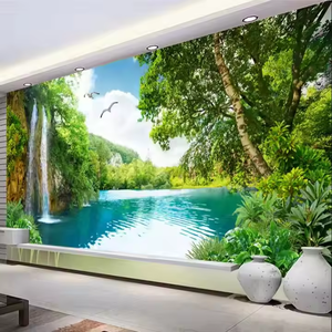 <span class=keywords><strong>Papier</strong></span> <span class=keywords><strong>peint</strong></span> 3D personnalisé en gros, paysage de cascade forestière, autocollant, imperméable, pour canapé, salon, <span class=keywords><strong>chambre</strong></span> à coucher - Product Image 1