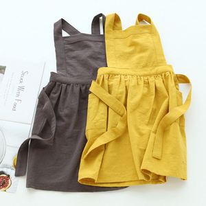 Delantal de algodón y lino reversible para niños, unisex, con cuello ajustable, para pintura artística, comedor, guardería, babero para bebés, niños pequeños, niños y niñas - Product Image 2