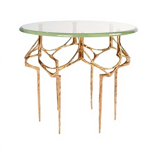 Wrought Iron Eco-Friendly <b>Console</b> Metal <b>Top</b> Coffee <b>Table</b> for Sale Modern Luxury Gold Frame Home Furniture - Product Image 1