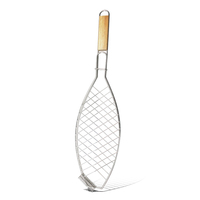 Accessoires de barbecue en acier inoxydable de haute qualité, panier de cuisson en forme de poisson pour barbecue en plein air avec anneau amovible