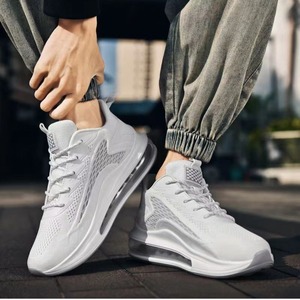 <b>Men</b> Running Basketball Shoes High-top <b>Thick</b> Sole Woven Noodles National Fashion Outdoor Breathable Sports Shoes - Product Image 1