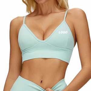 Fitness Yoga Activewear Gym Crop Tops Seamless Lightweight Breathable High for Red Sports Bra with Front Logo for Running
