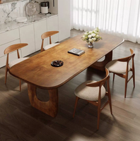 Table d'appoint moderne en bois massif avec base robuste, design imperméable et convertible pour salons/salles à manger, forme rectangulaire