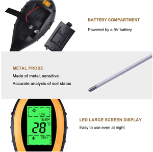 Pengukur <span class=keywords><strong>PH</strong></span> tanah 4 in 1, pengukur kelembapan cahaya dan penguji <span class=keywords><strong>PH</strong></span> untuk taman tanaman pot - Product Image 6