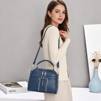Sac à bandoulière noir pour femmes, sac à main à fermeture éclair, poignée souple pour les voyages quotidiens