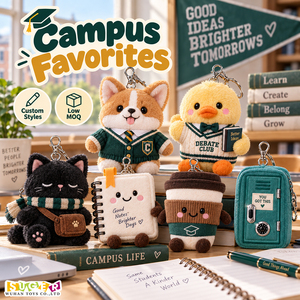 Porte-clés en peluche personnalisés pour écoles, breloques mignonnes pour sacs à thème universitaire pour librairies, cadeaux pour étudiants, clubs et événements - Product Image 1