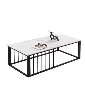 Mesa de Centro Mibo con Tapa de Piedra y Estructura Metálica, Moderna, para Sala de Estar u Oficina - Product Image 4