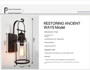 Lampada <span class=keywords><strong>da</strong></span> <span class=keywords><strong>parete</strong></span> <span class=keywords><strong>Vintage</strong></span> americana in metallo moderno Loft Bar - Product Image 4