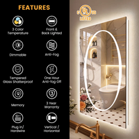 Miroir de salle de bain de luxe avec éclairage LED, design moderne, mural, forme rectangulaire réglable