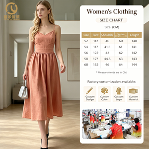 Robes décontractées chic pour femmes, style bohème, en <span class=keywords><strong>lin</strong></span> texturé, sans manches, col en V, pour l'été 2026 – Collection Vacances Chic - Product Image 1
