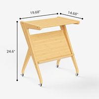 Bambus-Beistelltisch mit Bücherregal Sofa-Seitentisch TV-Tisch mit Rollen Eckregal Aufbewahrung Couchtisch Wohnzimmermöbel