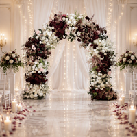 Arche de roses artificielles en soie bordeaux romantique personnalisable de haute qualité pour la décoration de mariage