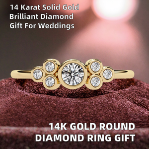 แหวนเพชรทรงเบเซลเซ็ตที่ได้รับการรับรองจาก IGI สำหรับผู้หญิง ทองคำแท้ 14k ดีไซน์คลาสสิกเรียบง่าย สามารถสวมซ้อนกันได้ เหมาะสำหรับเป็นของขวัญ - Product Image 2