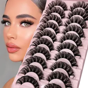 10 pairs Natural Volume DD Curl Beauty Fluffy Mink Eyelash ddcurl fluffy Mink 15-25MM Lashes Russian Strip Eyelashes