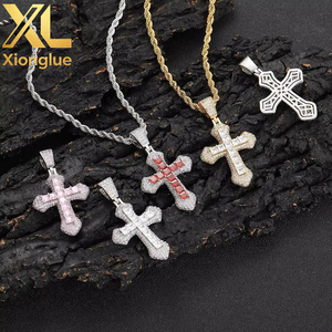 New Fashion Iced Out Bling 5A <b>Cross</b> Pendant Necklace Twisted <b>Chain</b> Hip Hop Jewelry for Men Gift Copper Alloy 18K Gold Plated - Product Image 4