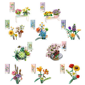 Plantas en maceta <span class=keywords><strong>Girasol</strong></span> Rosa Verde Bristlegrass Bonsai Jardines Románticos 1:8 Bloques <span class=keywords><strong>de</strong></span> construcción Modelo clásico Ladrillos en caja Juegos para niños - Product Image 6