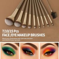 Set Kuas Makeup Vegan 15 Buah Portabel dengan Tas, Bulu Super Lembut, Pesanan MOQ Rendah untuk Penggunaan Wajah & Mata