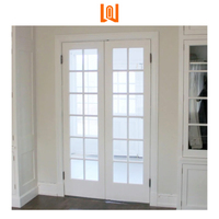 Portes françaises d'entrée extérieures en PVC à double vitrage pour balcon, design grille WANJIA