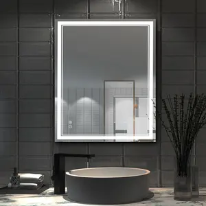 Miroir de salle de bain à Led personnalisé rétro-éclairé à Triple couleur, miroir de vanité étanche avec affichage LED