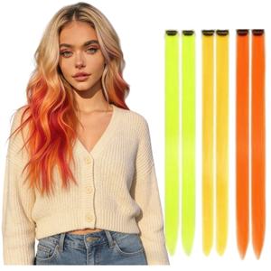 ผมต่อแบบคลิปหนีบ ยาวตรง 20 นิ้ว ทำจากเส้นใยทนความร้อนสูง สำหรับสาวๆ ใช้สำหรับงานปาร์ตี้ <span class=keywords><strong>ไฮ</strong></span><span class=keywords><strong>ไล</strong></span><span class=keywords><strong>ท์</strong></span><span class=keywords><strong>สี</strong></span>ผม 20 นิ้ว - Product Image 1