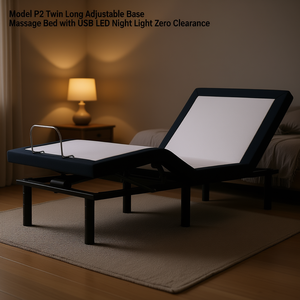 Cama de Masaje Doble Larga con Base Ajustable, Luz Nocturna LED USB y Espacio Libre entre Pies y Pared - Product Image 2