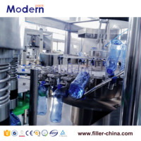 Machine de remplissage électrique entièrement automatique 3-en-1 pour eau pure et produits chimiques en PET, en acier inoxydable 304, 3000-4000 BPH, avec panneau tactile PLC, 200 ml
