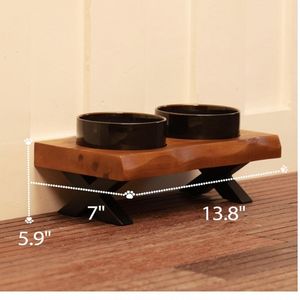 Lüks yükseltilmiş çift evcil hayvan kaseleri yükseltilmiş ahşap köpek ve kedi maması besleyici ile su kasesi besleyici - Product Image 5