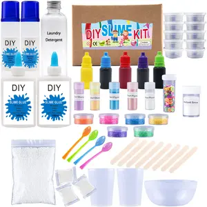 BX523 Kit Slime Slime Anak, Kit Slime Slime Lengkap dengan Glow In The Dark Powder Glitter Slime Supplies Kit