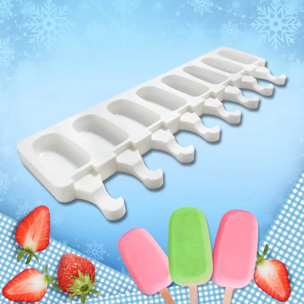 Silicone Food Grade 8 cavità stampi per gelato ovali stampo per gelatina fai-da-te stampo in silicone stampi per ghiaccioli alta e bassa temperatura