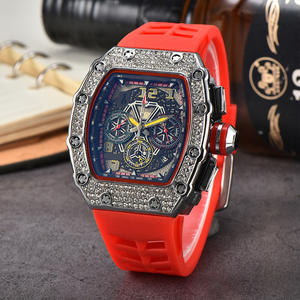 Montre populaire 2026 en forme de <span class=keywords><strong>tonneau</strong></span> de <span class=keywords><strong>vin</strong></span> incrustée de diamants, multifonctionnelle <span class=keywords><strong>à</strong></span> six aiguilles avec secondes visibles, pour hommes et femmes - Product Image 4