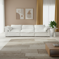 Ensemble de canapés Cloud de l'usine de Foshan, design crème Wabi-Sabi, style minimaliste italien, en forme de L, module en tissu de lin, garnissage amovible