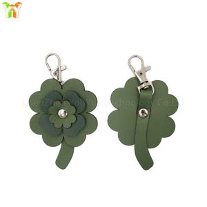 PU Leather Four Leaf Clover Charm Lucky <b>Bag</b> Charm Green Keychain Cute Plant <b>Key</b> <b>Ring</b> Gift - Product Image 2