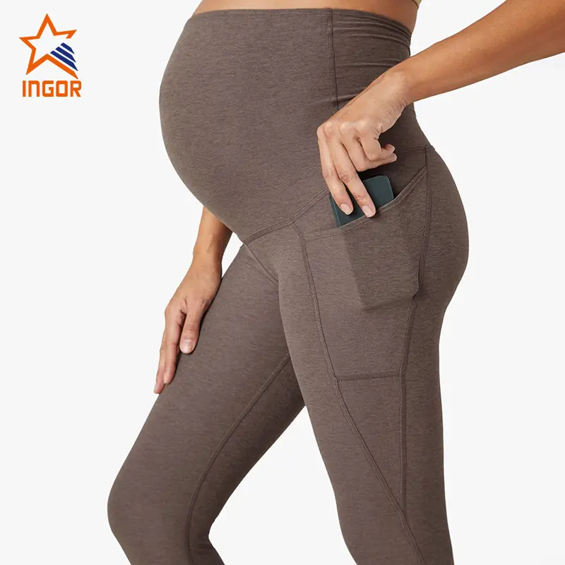 High Compression Maternity Cotton Office Pants Wholesale Sportswear Maternity Leggings With Pocket