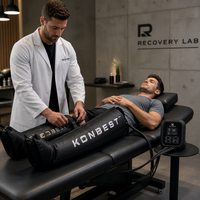 Masseur de jambes professionnel sans fil à compression d'air à 8 chambres, rechargeable, pression de 260 mmHg pour massage des bras, contrôle du temps