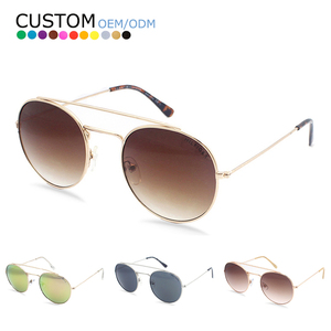 <b>Retro</b> Metal Frame Double Bridge Vintage Square <b>Sunglasses</b> UV400 Protection Classic Unisex Fashion <b>Sunglasses</b> Sunway M-7489FC - Product Image 1