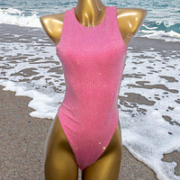 Maillot de bain en tissu spécial, Sexy, taille haute, strass, costume de plage pour femmes, S596