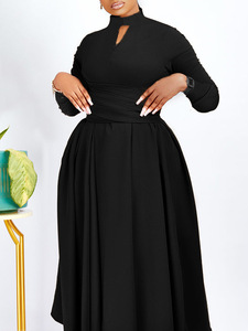 Wholesale <b>Plus</b> <b>Size</b> African Big Swing Dress Women Long Sleeve Pleated Dresses - Product Image 2